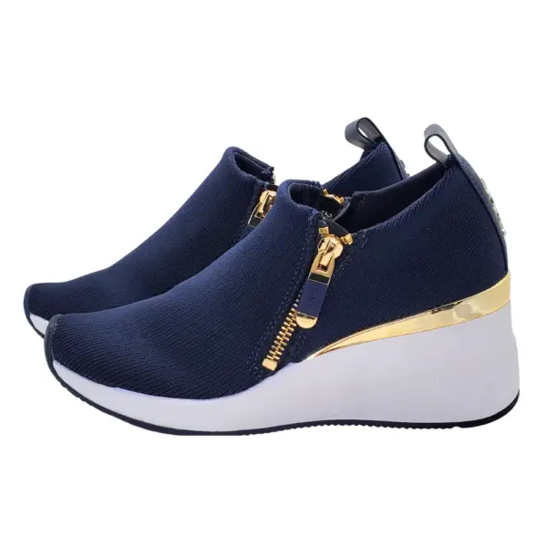 DKNY Womens Abbi Fabric Low Top Slip On Fashion Sneaker Navy - Image 2