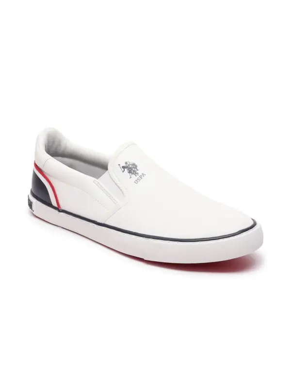 US Polo Men Round Toe Solid Timeo Slip On Sneakers White - Image 5