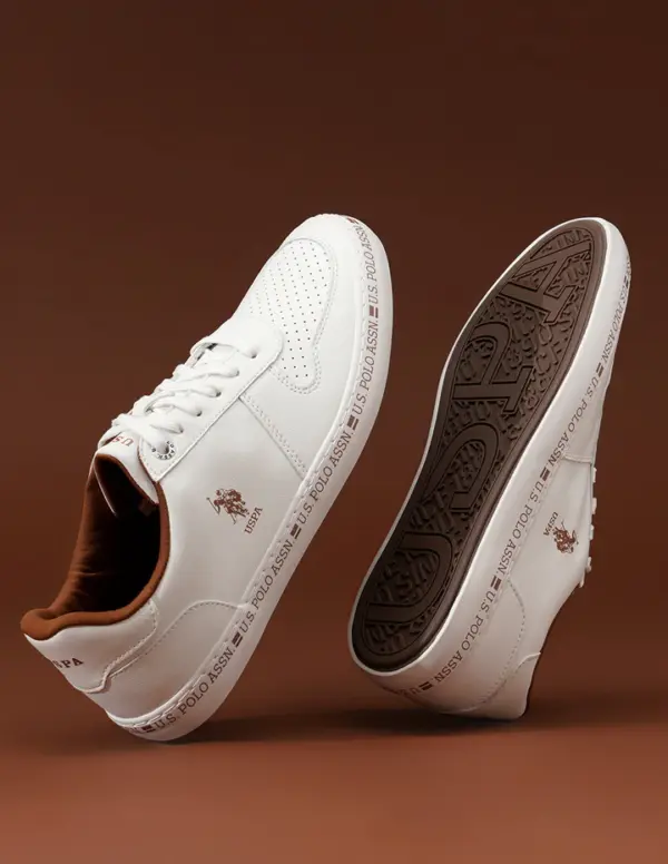 US Polo Men Central Lacing Solid Conrad Sneakers White - Image 2