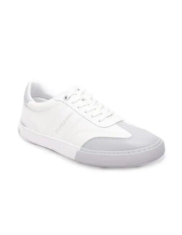 US Polo Men Round Toe Solid Gain Sneakers White - Image 3