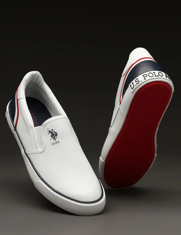 US Polo Men Round Toe Solid Timeo Slip On Sneakers White - Image 7