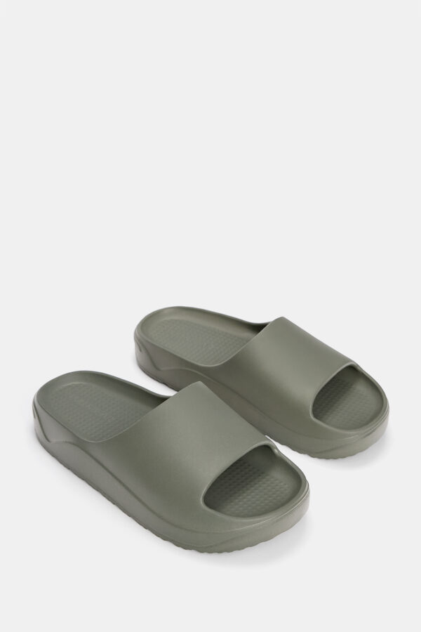 Pull&Bear Rubberized chunky slide Khaki - Image 2