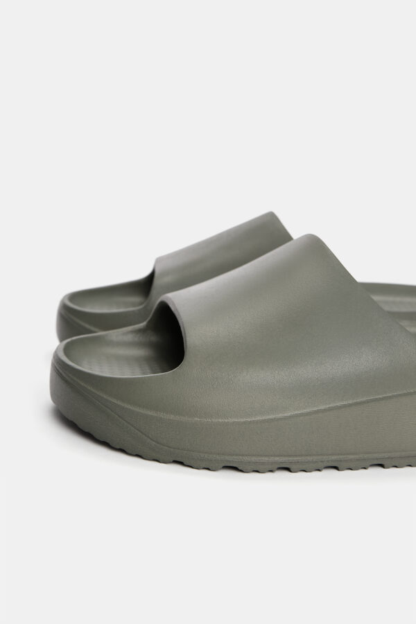 Pull&Bear Rubberized chunky slide Khaki - Image 3