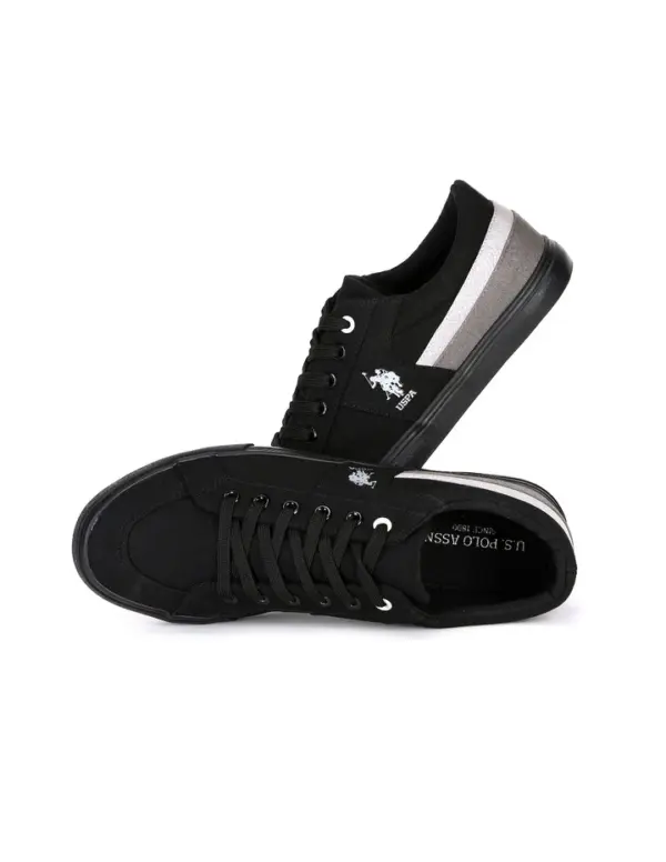 US Polo Men Contrast Stripe Canvas Clarkin Sneakers Black - Image 4