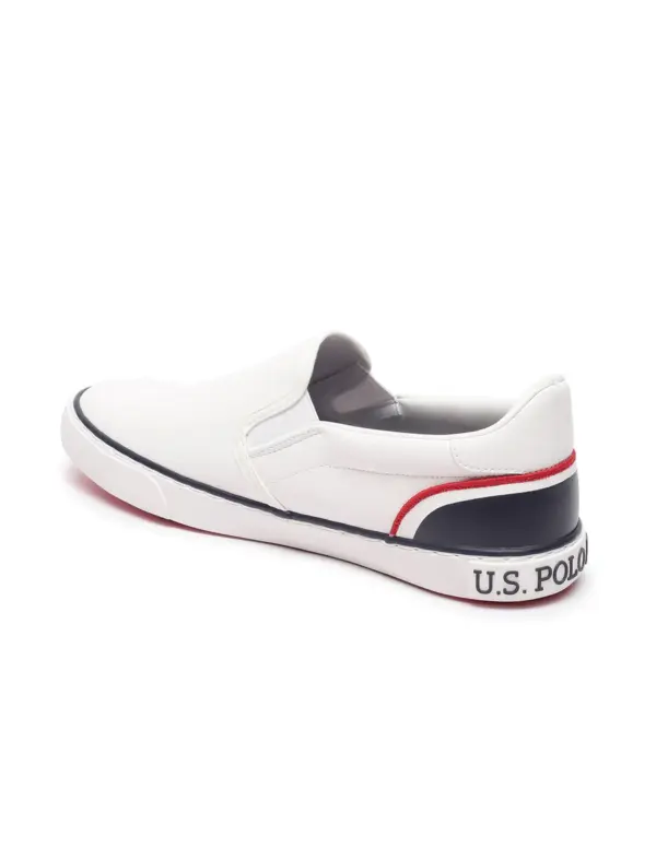 US Polo Men Round Toe Solid Timeo Slip On Sneakers White - Image 3