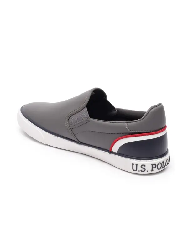 US Polo Men Round Toe Solid Timeo Slip On Sneakers Grey - Image 3