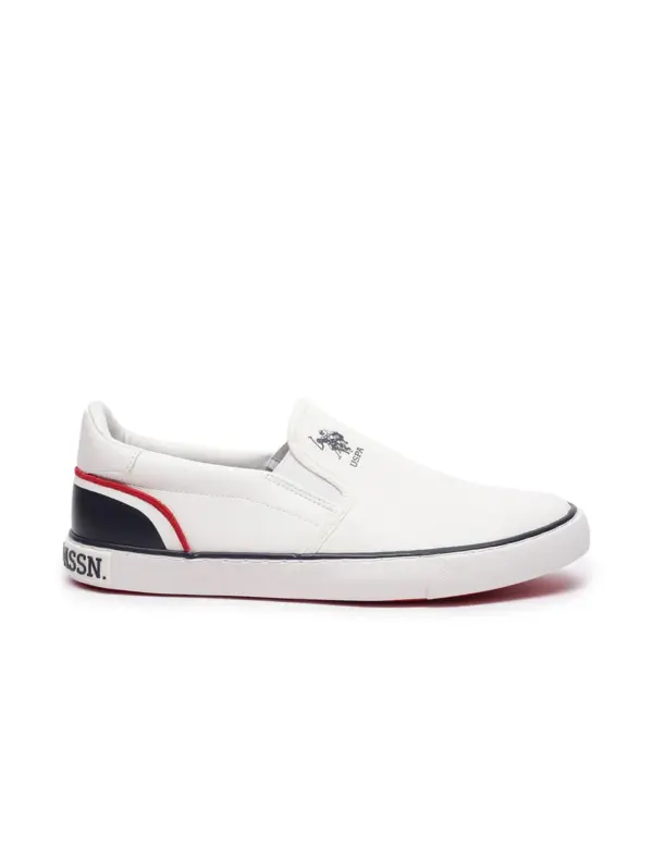 US Polo Men Round Toe Solid Timeo Slip On Sneakers White