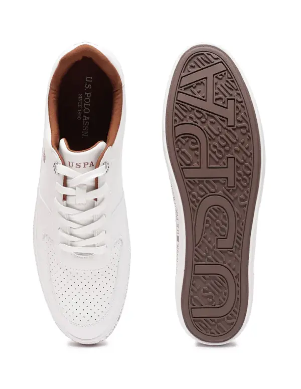 US Polo Men Central Lacing Solid Conrad Sneakers White - Image 5
