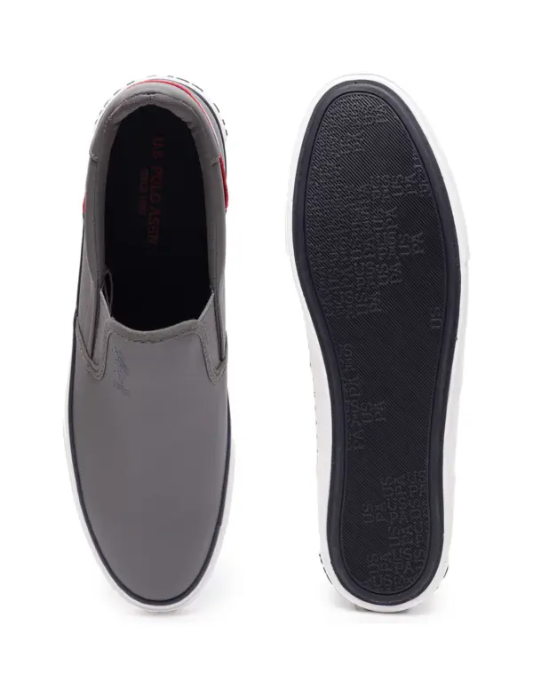 US Polo Men Round Toe Solid Timeo Slip On Sneakers Grey - Image 4