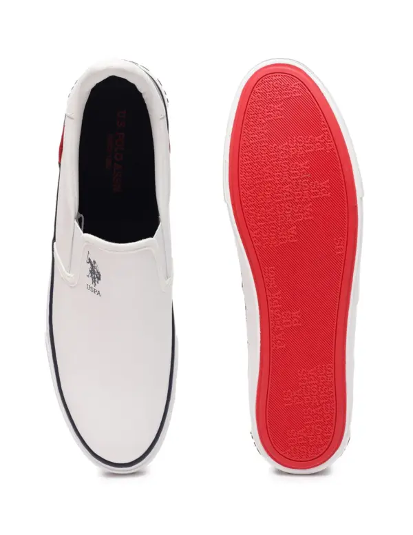 US Polo Men Round Toe Solid Timeo Slip On Sneakers White - Image 4