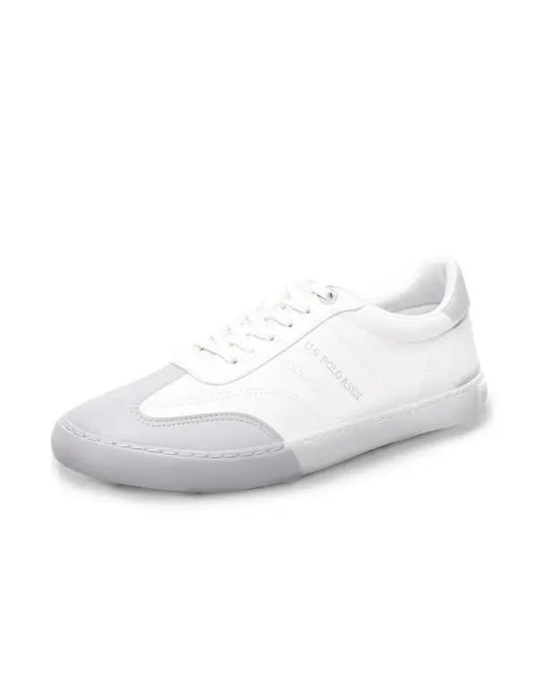 US Polo Men Round Toe Solid Gain Sneakers White - Image 6