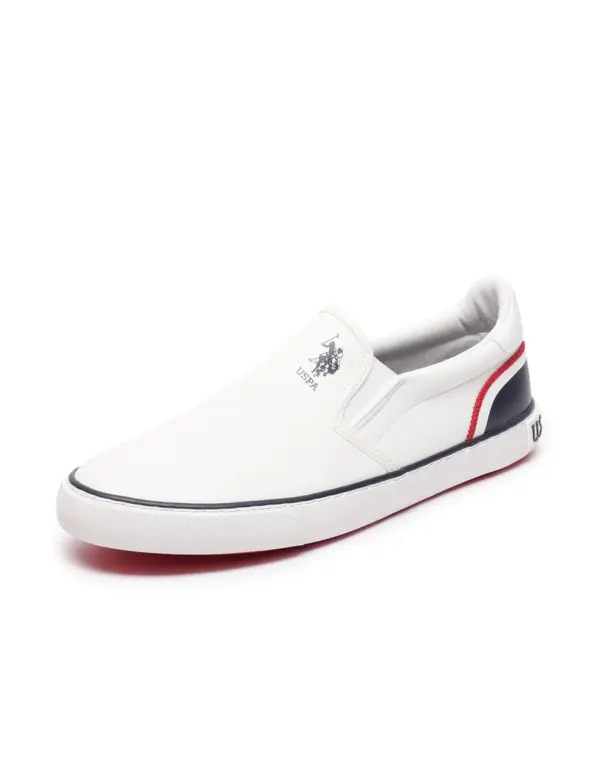 US Polo Men Round Toe Solid Timeo Slip On Sneakers White - Image 2
