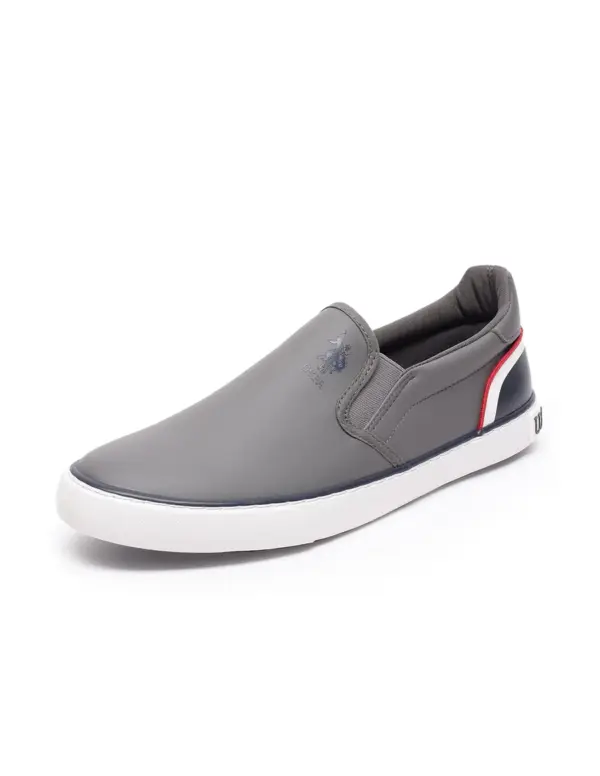 US Polo Men Round Toe Solid Timeo Slip On Sneakers Grey - Image 2