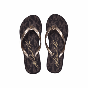 Michael Kors Lilo Wedge Flip Flop Women Black/Gold