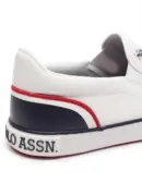 US Polo Men Round Toe Solid Timeo Slip On Sneakers White