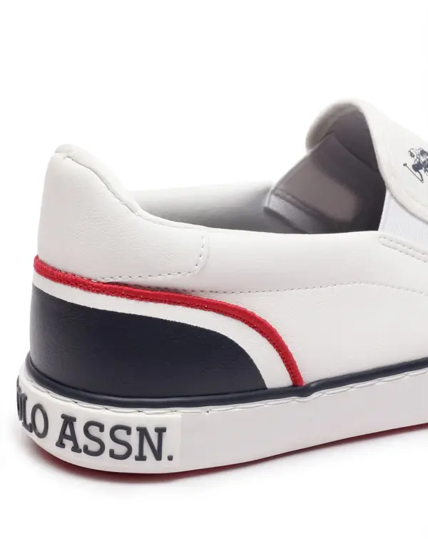 US Polo Men Round Toe Solid Timeo Slip On Sneakers White - Image 6