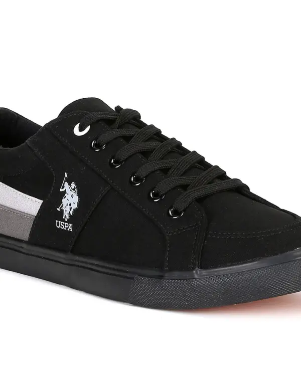 US Polo Men Contrast Stripe Canvas Clarkin Sneakers Black - Image 9