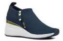 DKNY Womens Abbi Fabric Low Top Slip On Fashion Sneaker Navy