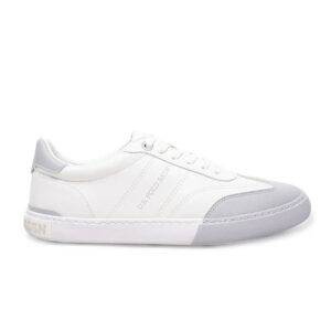 US Polo Men Round Toe Solid Gain Sneakers White