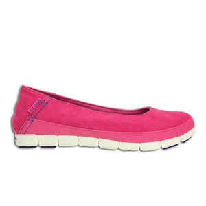 Crocs Stretch Sole Microsuede Flat Candy Pink White