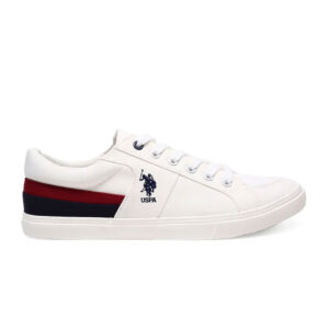 US Polo Men Contrast Stripe Canvas Clarkin Sneakers White