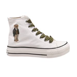 TTWN Bear High-Top White Canvas Shoes