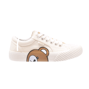 TTWN BEAR Low-Top Off-White Canvas Side Bear Head Biscuit Shoes