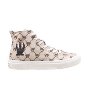 TTWN BEAR High-Top Apricot Beige Canvas Big-Eared Bear Pattern Shoes