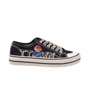 TTWN Bear Low-Top Black Canvas TTWN Lettering & Bear Shoes