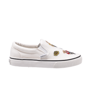 TTWN Bear Slip-On White Canvas Crown Bear Embroidered Shoes