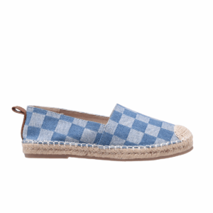 TTWN Bear Slip-On Blue Checkered Denim Casual Shoes