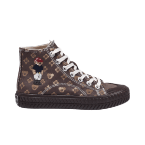 TTWN Bear High-Top Coffee-Colored Star Pattern Canvas Bear Shoes
