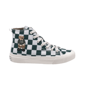 TTWN Bear High-Top Green Checkered Canvas Shoes