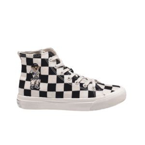 TTWN Bear High-Top Black & White Checkered Canvas Shoes